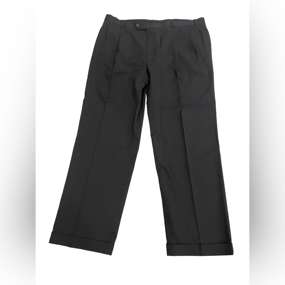 Brooks Brothers "Madison Fit" Wool Pleated Dress Pants Black Mens Size W42/L32